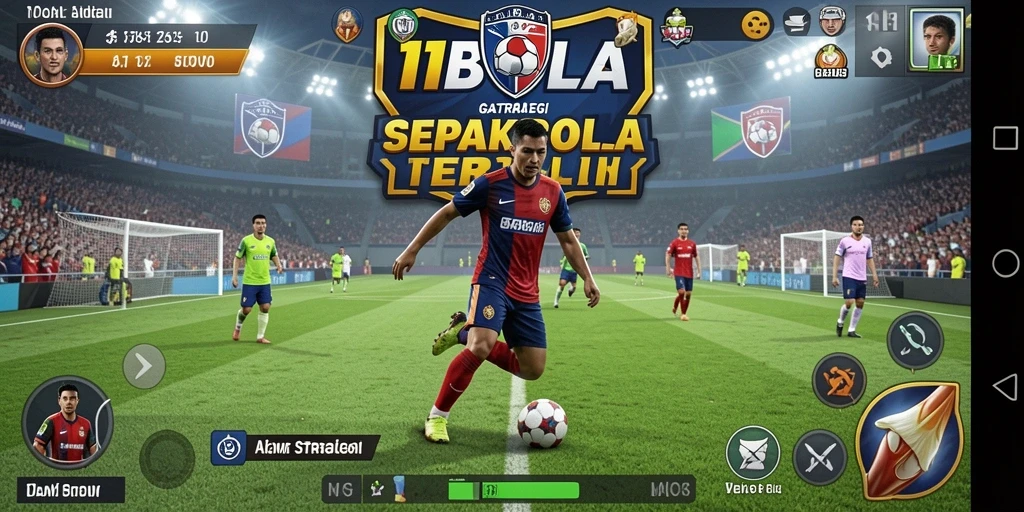 Tampilan menarik dari gameplay strategi sepak bola 11BOLA.