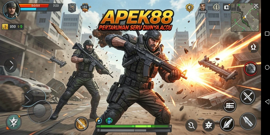 Screenshot gameplay APEK88 menunjukkan aksi seru dan intens.
