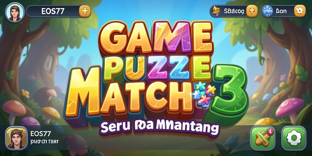 Tampilan menarik dari gameplay EOS77 dengan objek Match-3 yang berwarna-warni.