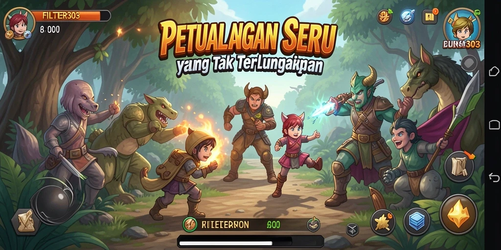 Tangkapan layar FILTER303 menunjukkan karakter menjelajahi hutan yang rimbun.