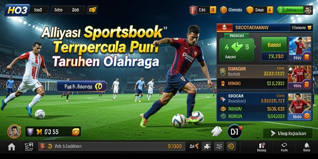 Screenshot utama HO3 menampilkan tampilan antarmuka aplikasi Sportsbook.