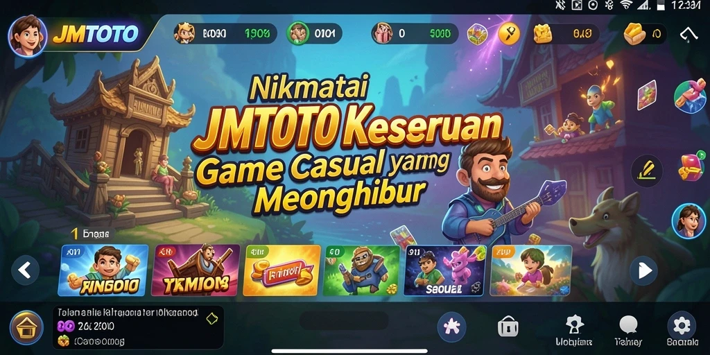 Screenshot gameplay <strong>JMTOTO</strong> menampilkan karakter ceria dan tantangan seru.