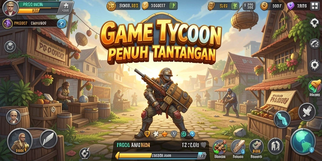 Tangkapan layar utama PRG007 menampilkan gameplay tycoon yang menarik.