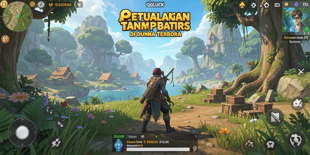 Screenshot dari <strong>QGLUCK</strong> menampilkan eksplorasi dunia terbuka yang kaya.
