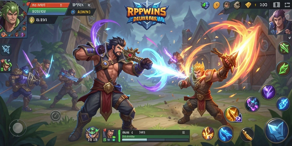 Tangkapan layar utama dari gameplay seru RPWIN1 dengan pertarungan intens.