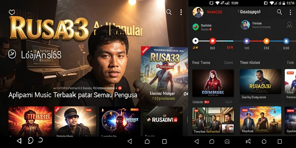 Screenshot gameplay RUSA33 menampilkan antarmuka aplikasi musik yang modern.