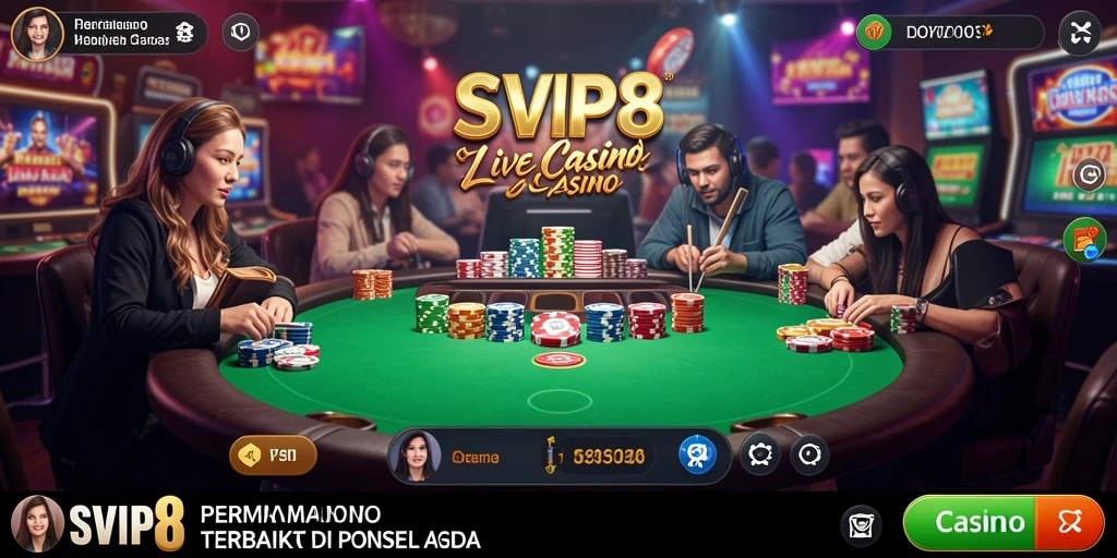 Tangkapan layar SVIP8 menampilkan permainan Live Casino yang seru dan interaktif.