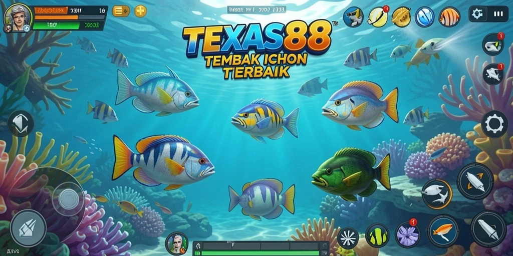 Screenshot TEXAS88 menunjukkan aksi seru dalam gameplay Tembak Ikan.